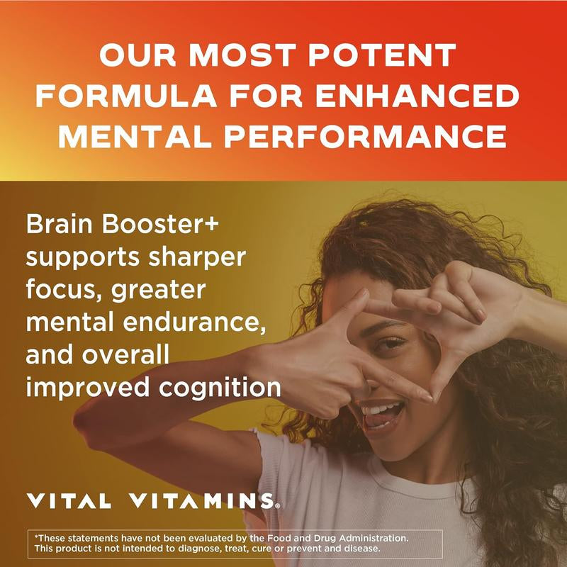 Brain Booster plus for Memory, Focus, Concentration, Neuro Energy, Clarity - with Lion'S Mane Mushrooms