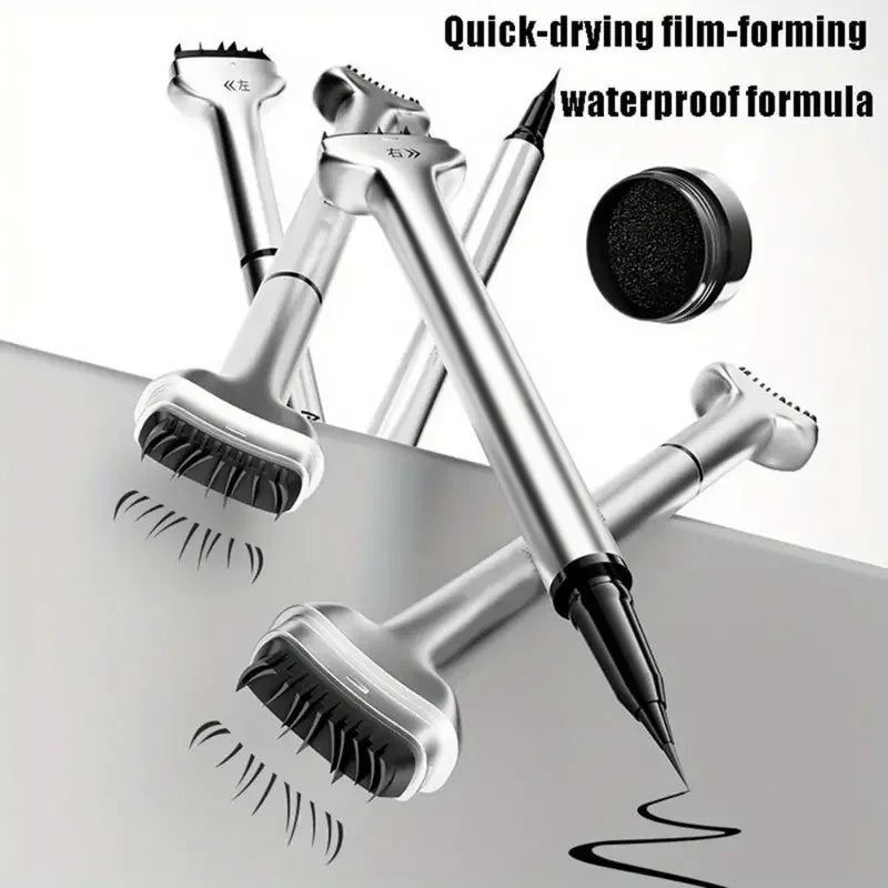 Lower Lash Stamp,2-In-1 Waterproof Sweatproof Eyeliner with Individual Liquid Eyeliner Reusable Eyelash Stamp Set Makeup
