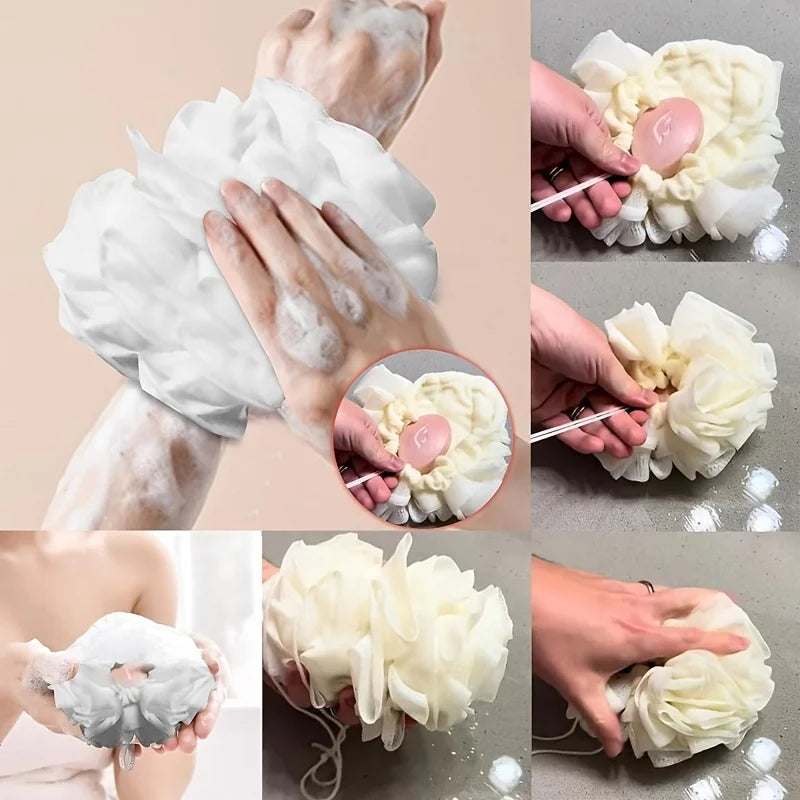 1 Piece of Soft Loofah Sponge Bath Ball -2-In-1 Soap Dispenser and Body Scrub, Exfoliating Shower Ball for Men and Women