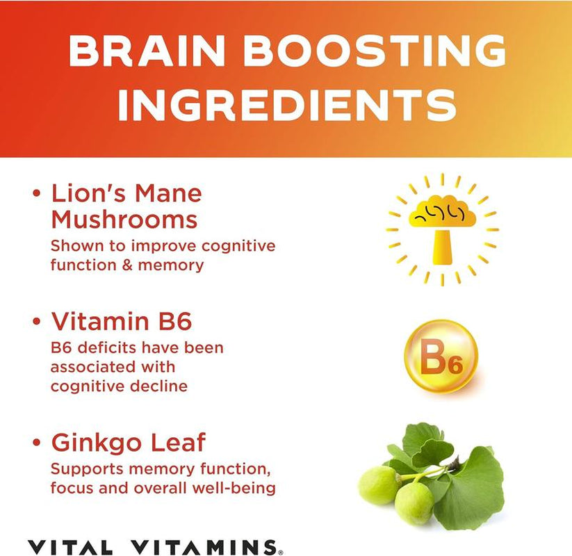 Brain Booster plus for Memory, Focus, Concentration, Neuro Energy, Clarity - with Lion'S Mane Mushrooms