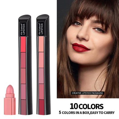 5 in 1 Lipstick Matte Waterproof Lip Gloss Colorfast Lipsticks Lip Gloss Cosmetics Moisturizing Professional Lip Makeup Gift