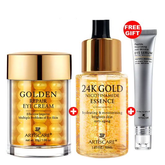 24K Gold Skincare SET Face Cream Moisturizing Serum Dark Circles Essence Korean Skin Care Products